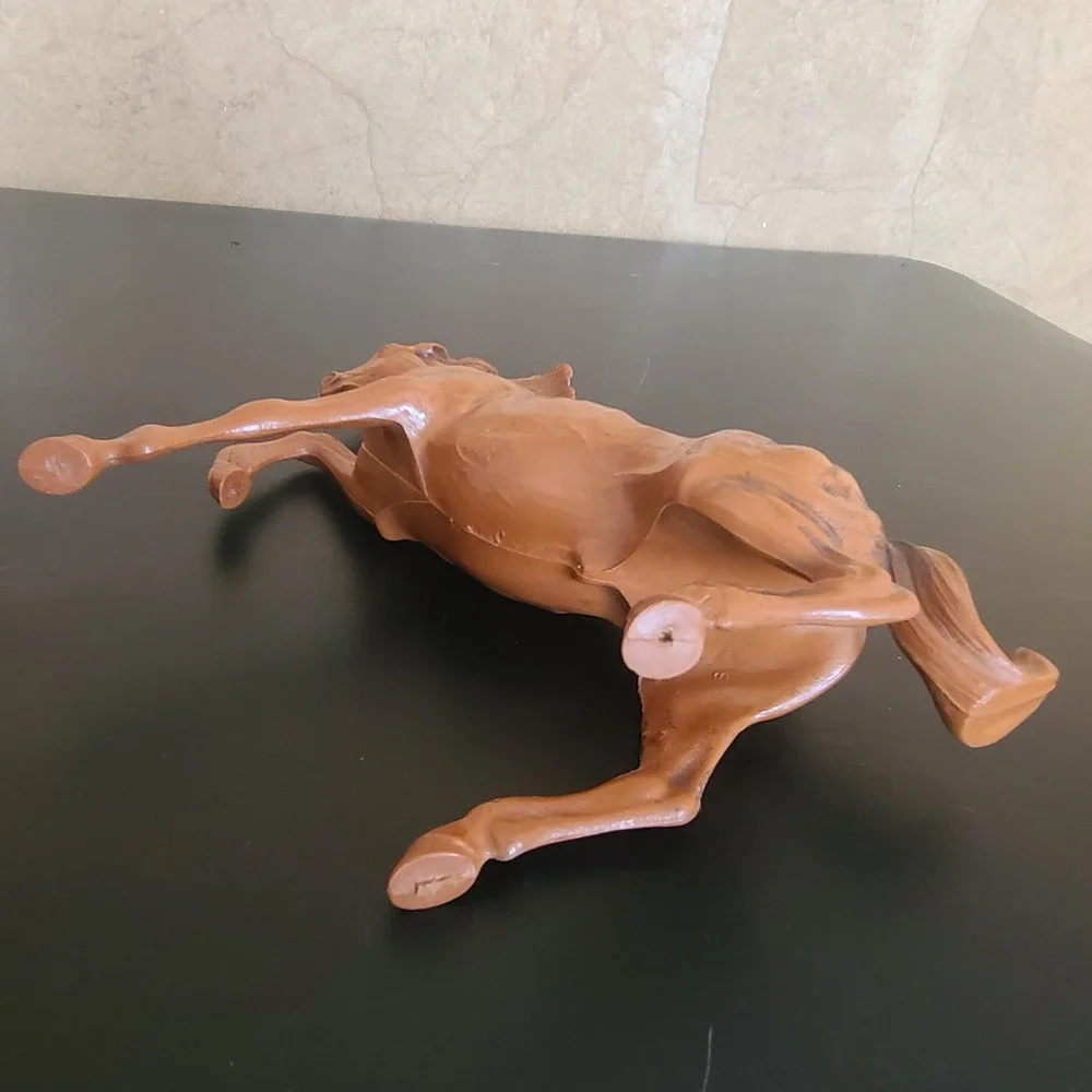 Vintage Hartland‎ Rearing Horse Figurine Faux Wood Grain Brown Equestrian Decor